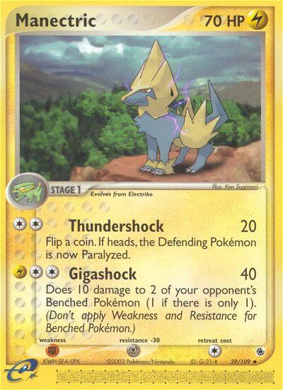 Manectric (Thundershock)⁣ - EX Ruby & Sapphire⁣ (Uncommon)⁣ [39] English / Played / Reverse-Holo Normal
