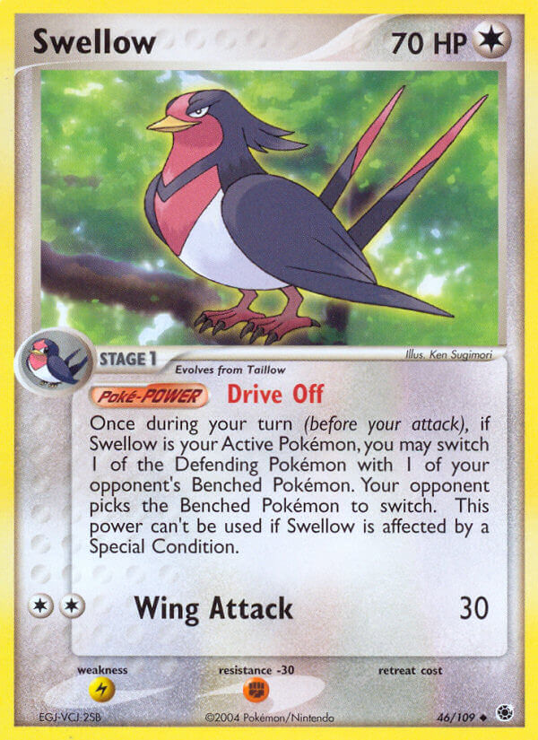 Swellow⁣ - EX Ruby & Sapphire⁣ (Uncommon)⁣ [46] English / Light Played / Reverse-Holo Normal