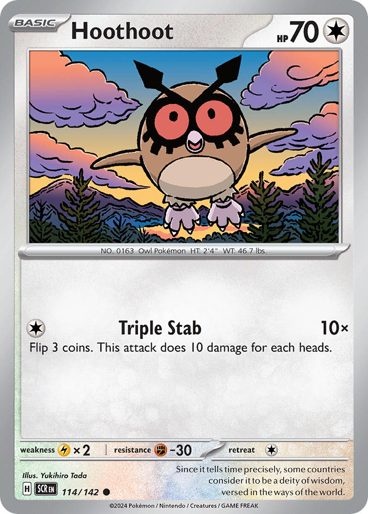 Hoothoot⁣ - Stellar Crown⁣ (Common)⁣ [114] English / Near Mint / Reverse-Holo Normal