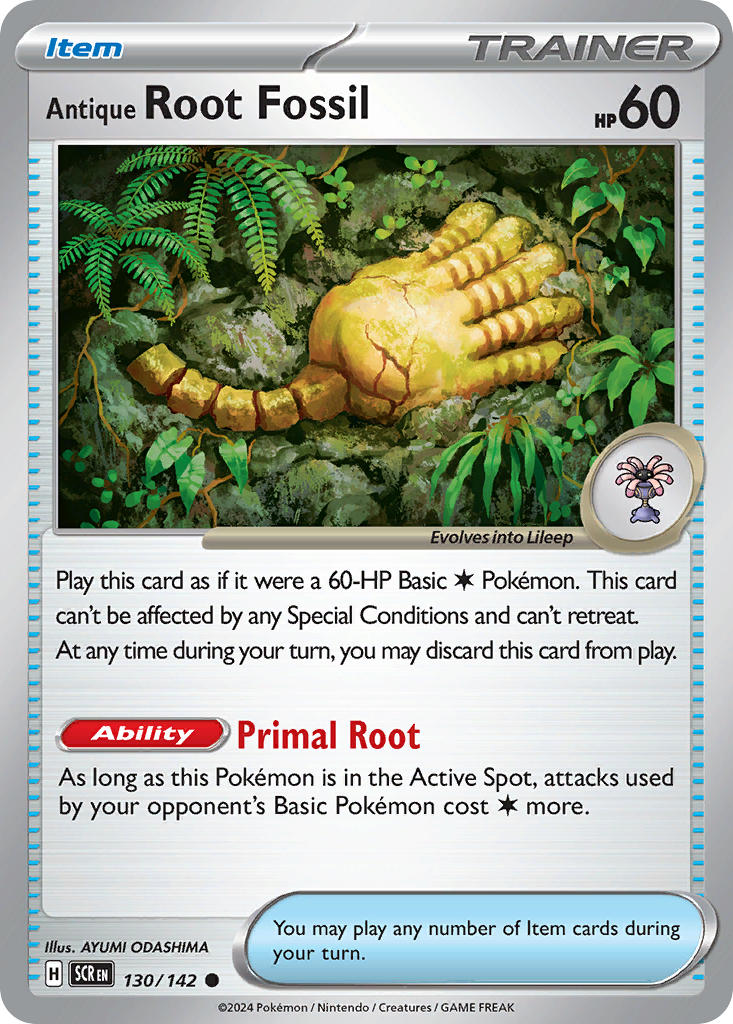 Antique Root Fossil⁣ - Stellar Crown⁣ (Common)⁣ [130] English / Near Mint / Reverse-Holo Normal