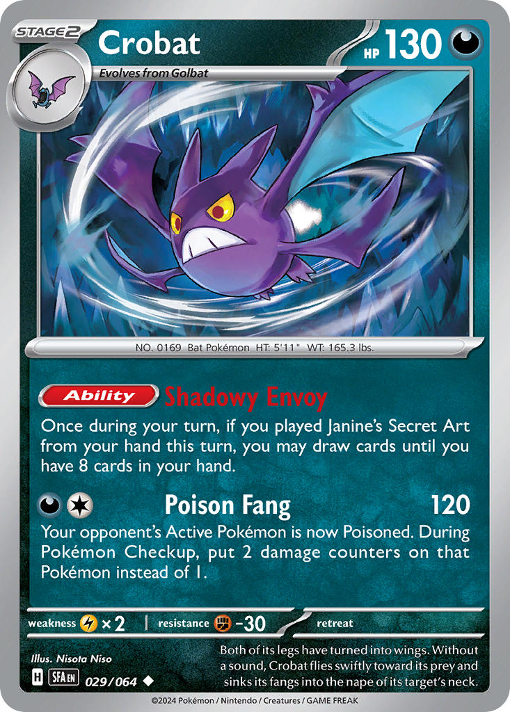 Crobat⁣ - Shrouded Fable⁣ (Uncommon)⁣ [029] English / Near Mint / Reverse-Holo Normal