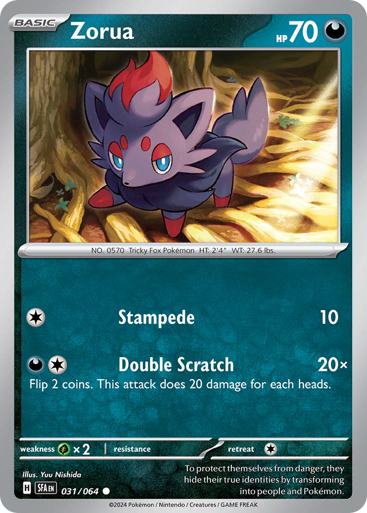 Zorua⁣ - Shrouded Fable⁣ (Common)⁣ [031] English / Near Mint / Reverse-Holo Normal