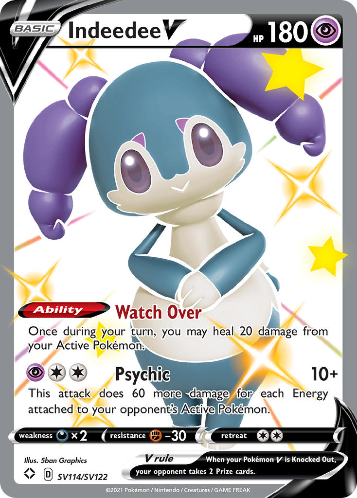 Indeedee V⁣ - Shining Fates⁣ (Secret Rare)⁣ [SV114] English / Light Played / Normal
