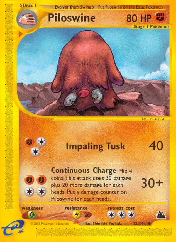 Piloswine⁣ - Skyridge⁣ (Uncommon)⁣ [43] English / Excellent / Reverse-Holo Normal