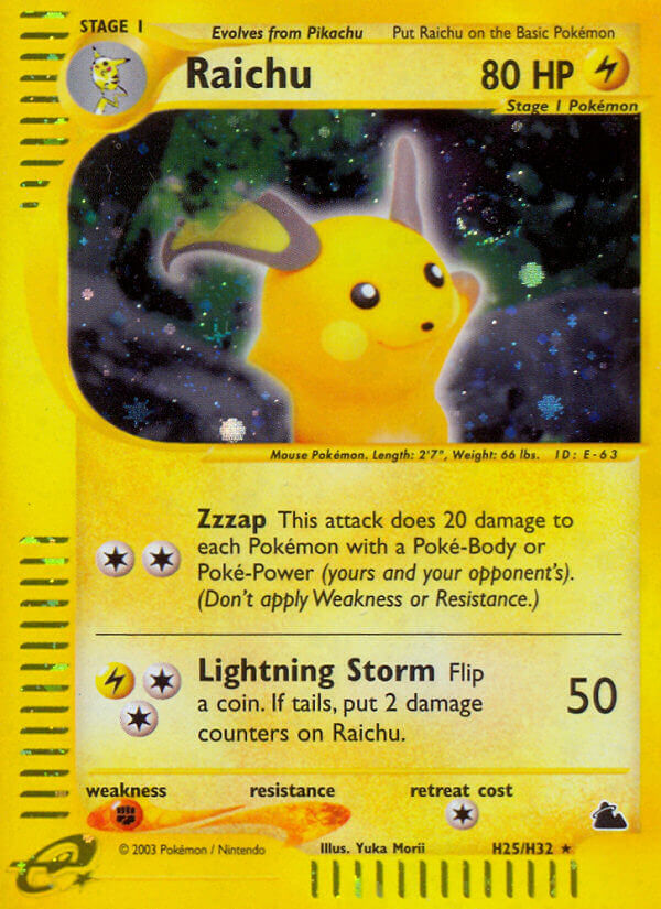 Raichu⁣ - Skyridge⁣ (Holo Rare)⁣ [H25] English / Light Played / Normal
