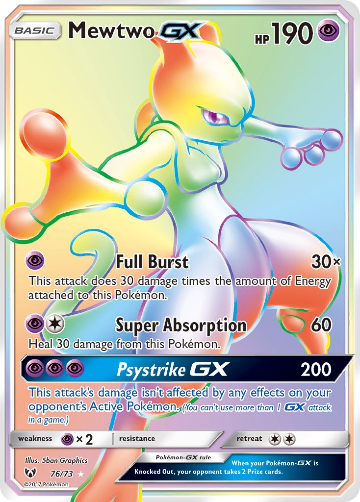Mewtwo GX - Shining Legends (Secret Rare) [SLG-76] English / Near Mint / Normal