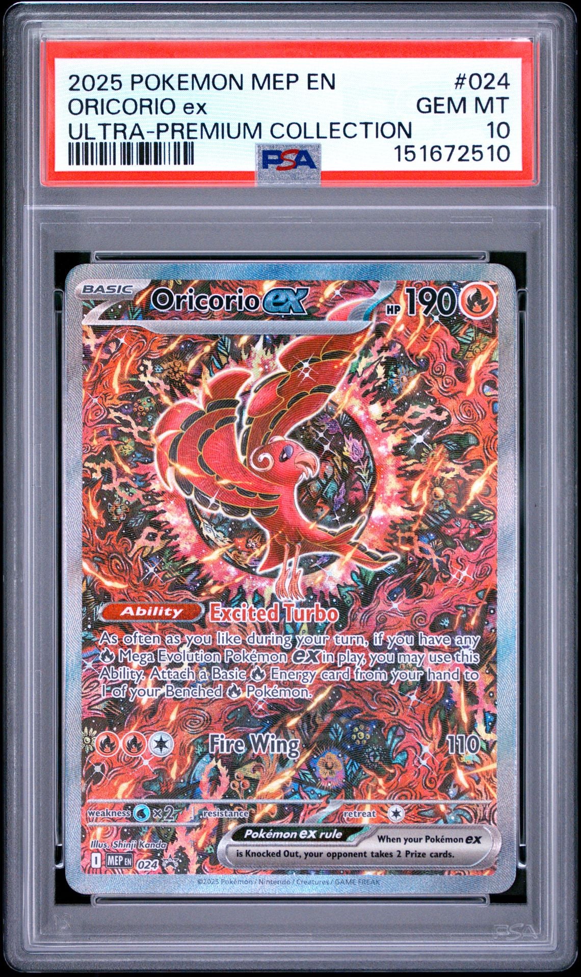 Oricorio ex #024 Mega Evolution Promos PSA 10 - forside