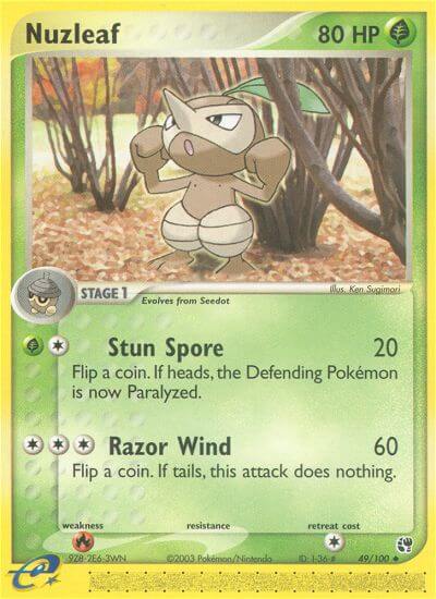 Nuzleaf (Stun Spore)⁣ - EX Sandstorm⁣ (Uncommon)⁣ [49] English / Light Played / Reverse-Holo Normal