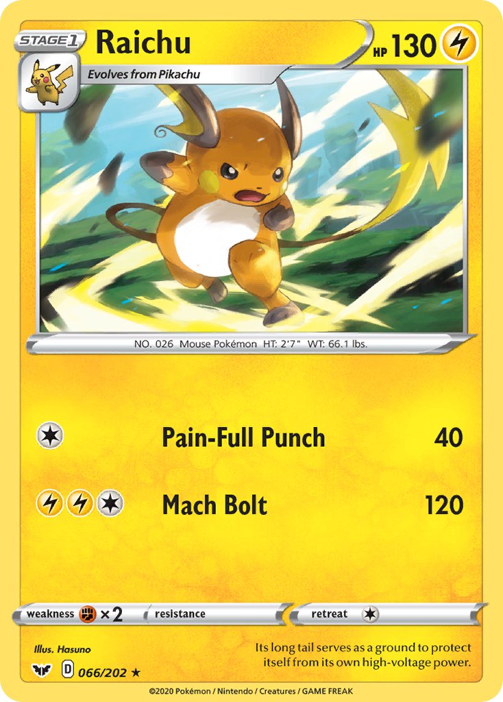 Raichu⁣ - Sword & Shield⁣ (Rare)⁣ [66] English / Near Mint / Normal