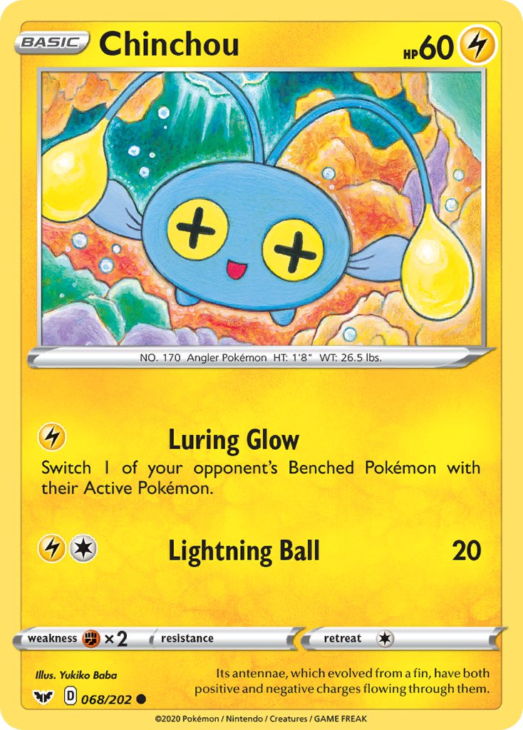 Chinchou⁣ - Sword & Shield⁣ (Common)⁣ [68] English / Near Mint / Reverse-Holo Normal