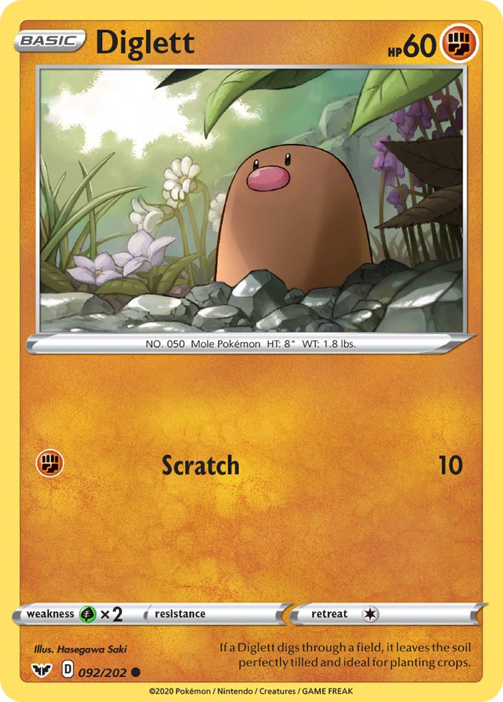 Diglett⁣ - Sword & Shield⁣ (Common)⁣ [92] English / Near Mint / Normal