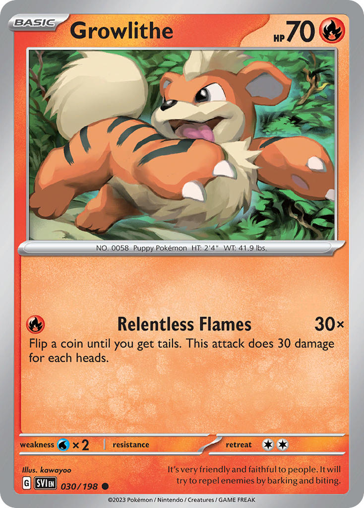 Growlithe⁣ - Scarlet & Violet⁣ (Common)⁣ [030] English / Near Mint / Reverse-Holo Normal