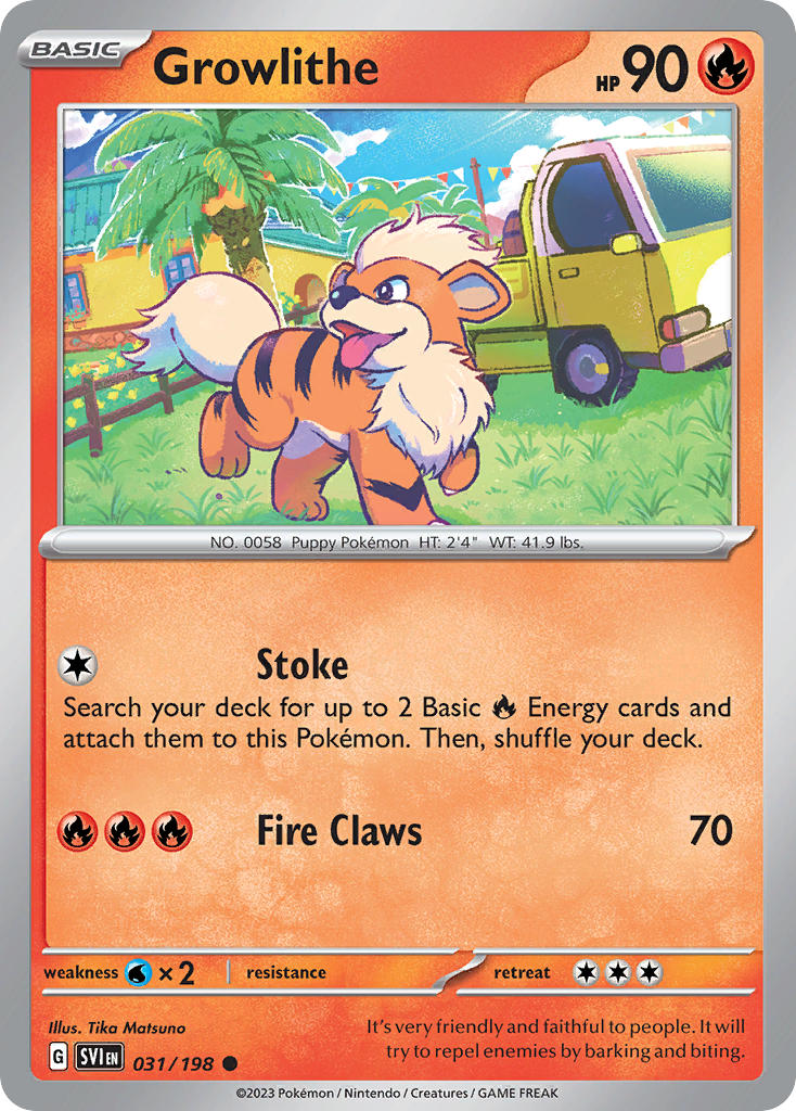 Growlithe⁣ - Scarlet & Violet⁣ (Common)⁣ [031] English / Near Mint / Reverse-Holo Normal