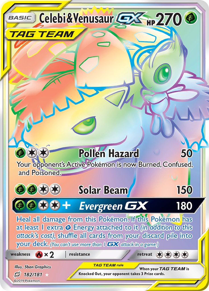 Celebi & Venusaur GX⁣ - Team Up⁣ (Secret Rare)⁣ [182] English / Near Mint / Normal
