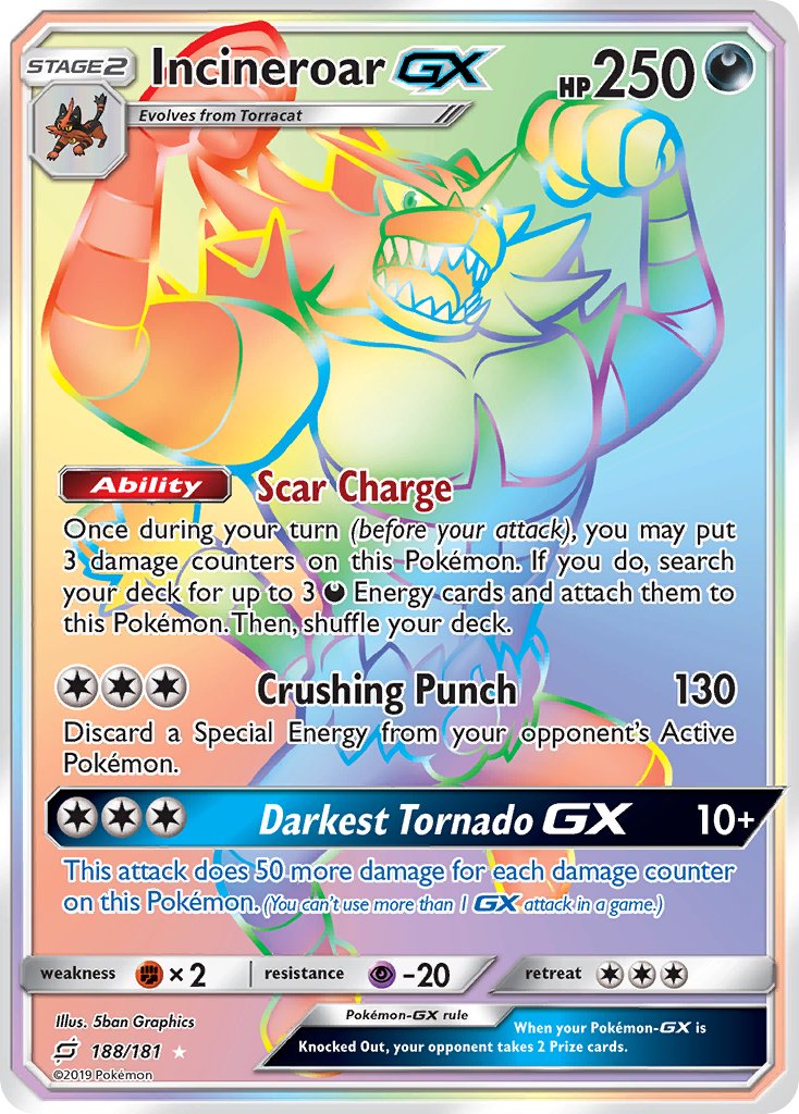 Incineroar GX⁣ - Team Up⁣ (Secret Rare)⁣ [188] English / Near Mint / Normal