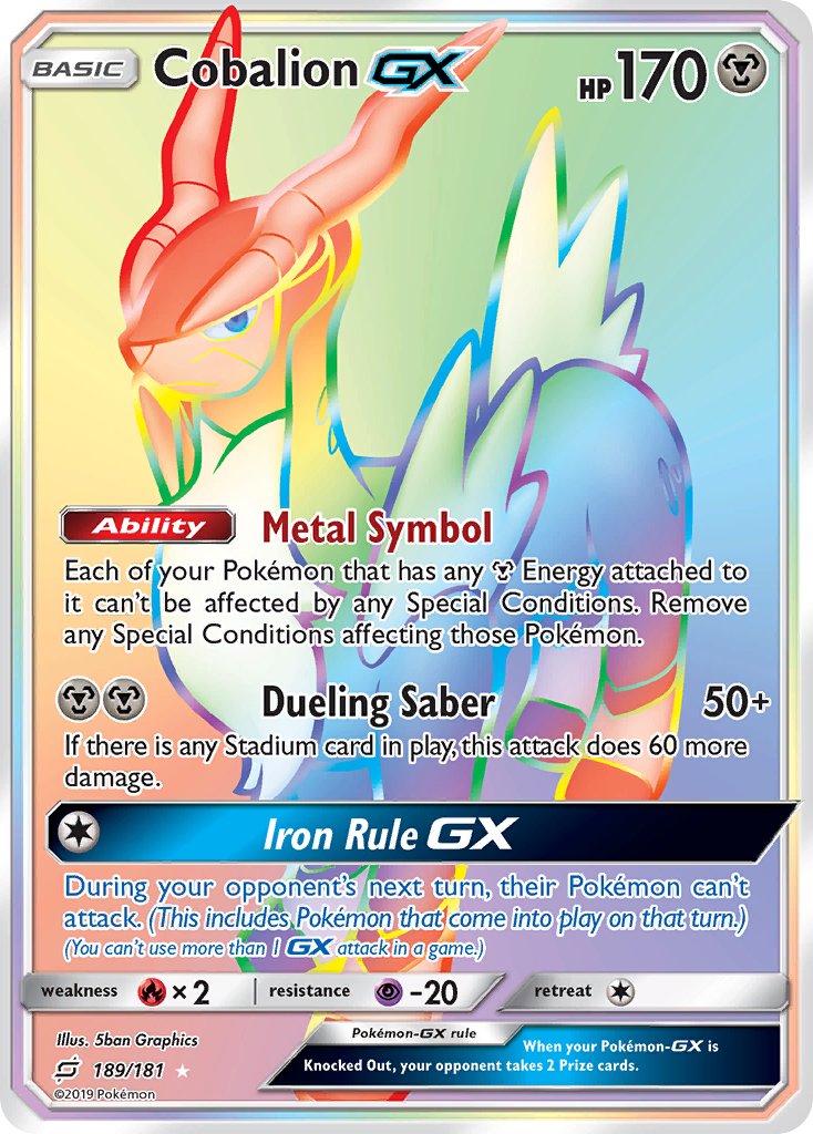 Cobalion GX⁣ - Team Up⁣ (Secret Rare)⁣ [189] English / Near Mint / Normal