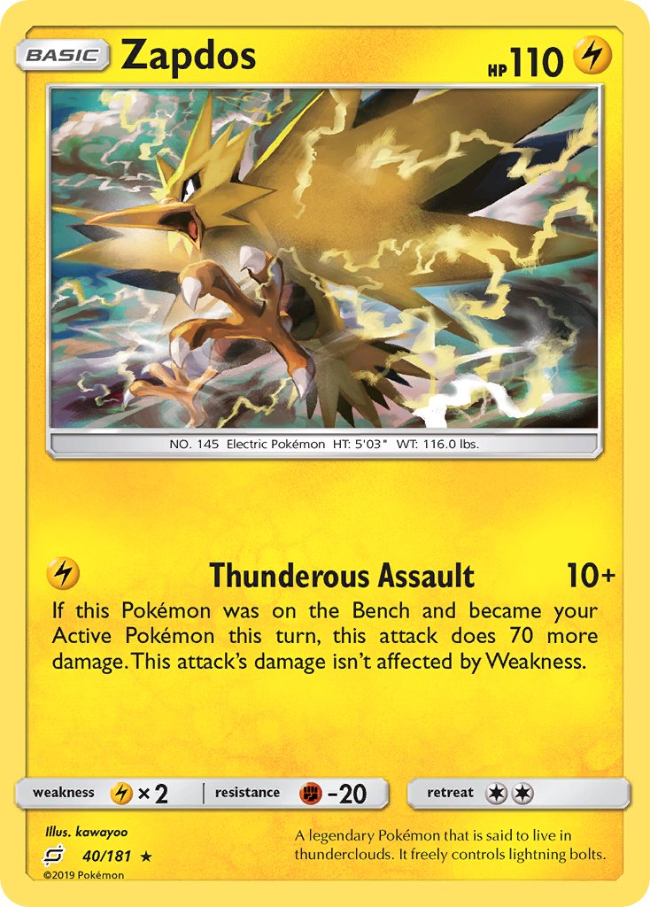 Zapdos⁣ - Team Up⁣ (Holo Rare)⁣ [40] English / Near Mint / Normal