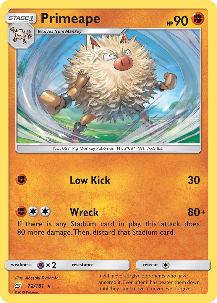 Primeape⁣ - Team Up⁣ (Rare)⁣ [72] English / Near Mint / Reverse-Holo Normal