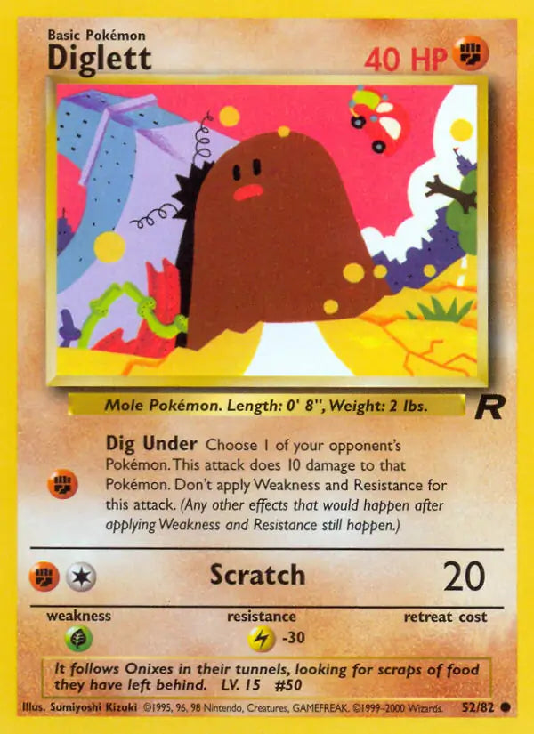 Diglett⁣ - Team Rocket⁣ (Common)⁣ [52] English / Near Mint / 1st-Edition