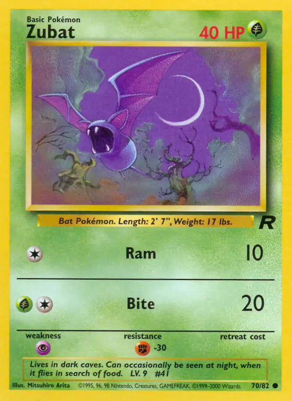 Zubat⁣ - Team Rocket⁣ (Common)⁣ [70] English / Near Mint / 1st-Edition