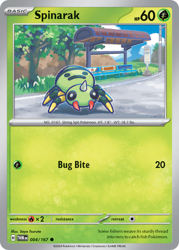 Spinarak⁣ - Twilight Masquerade⁣ (Common)⁣ [004] English / Near Mint / Reverse-Holo Normal