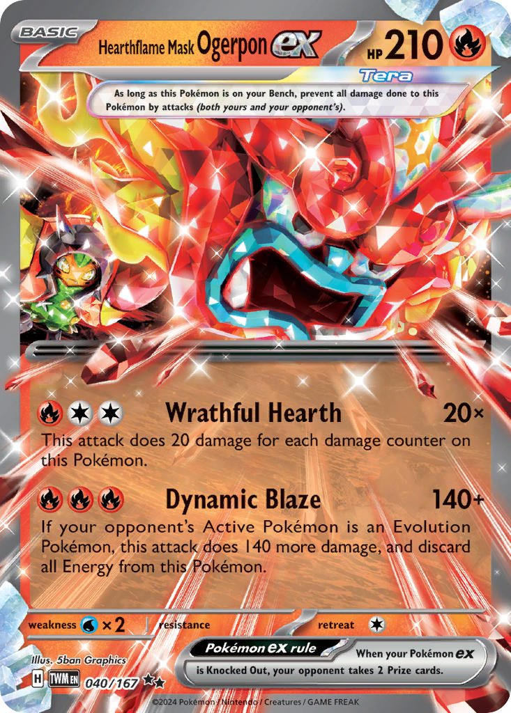 Hearthflame Mask Ogerpon ex⁣ - Twilight Masquerade⁣ (Double Rare)⁣ [040] English / Near Mint / Normal