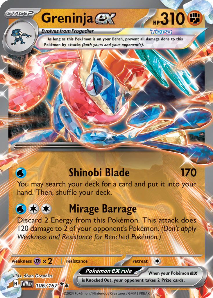 Greninja ex⁣ - Twilight Masquerade⁣ (Double Rare)⁣ [106] English / Near Mint / Normal