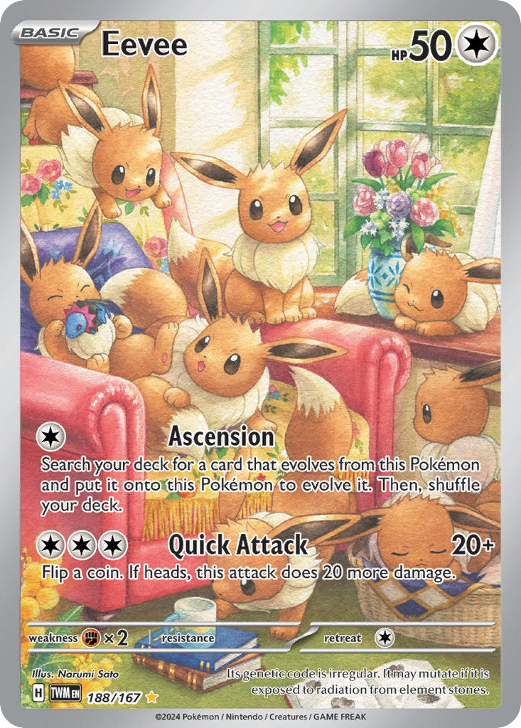 Eevee⁣ - Twilight Masquerade⁣ (Illustration Rare)⁣ [188] English / Near Mint / Normal