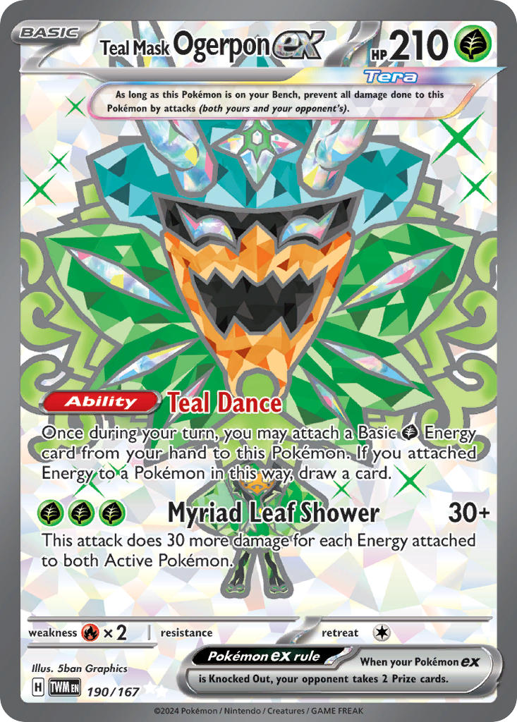 Teal Mask Ogerpon ex⁣ - Twilight Masquerade⁣ (Ultra Rare)⁣ [190] English / Near Mint / Normal