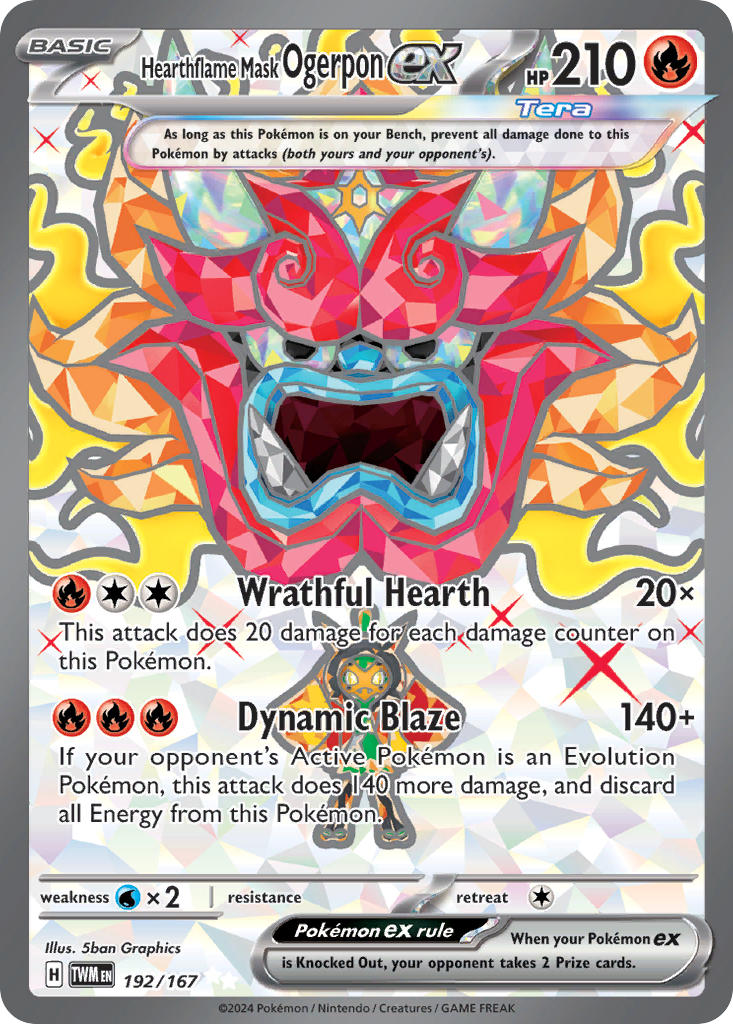 Hearthflame Mask Ogerpon ex⁣ - Twilight Masquerade⁣ (Ultra Rare)⁣ [192] English / Near Mint / Normal