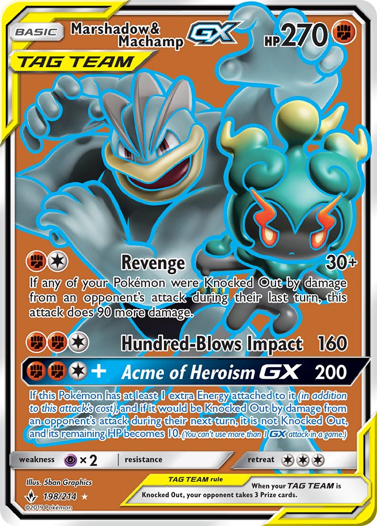Marshadow & Machamp GX - Unbroken Bonds (Ultra Rare) [UNB-198] English / Near Mint / Normal