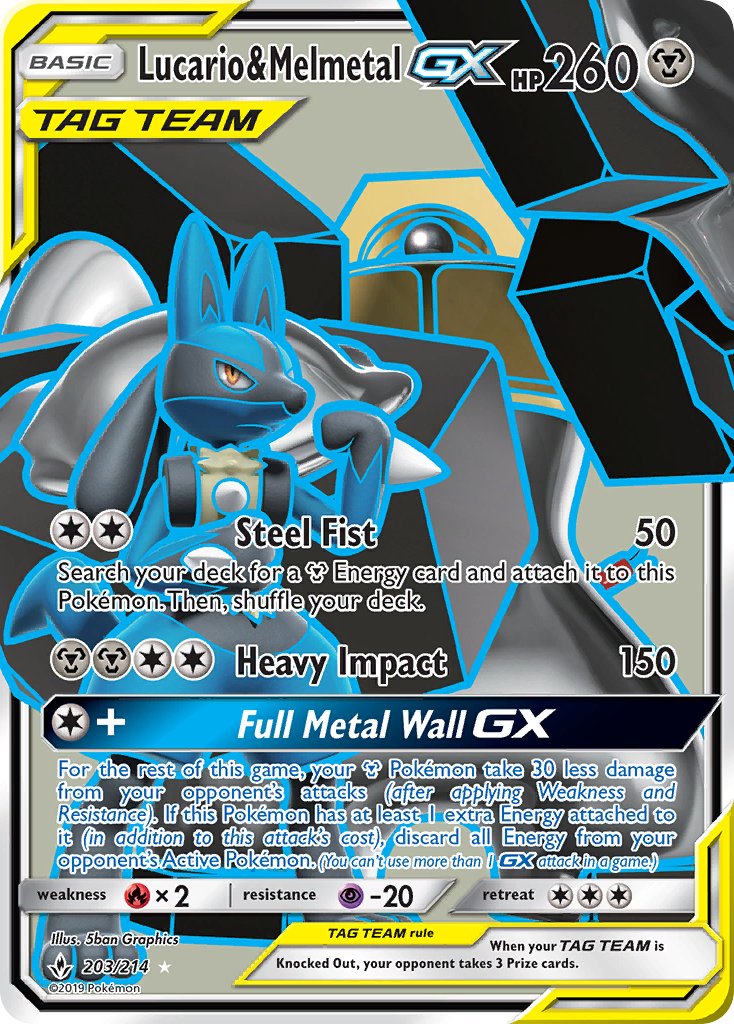 Lucario & Melmetal GX - Unbroken Bonds (Ultra Rare) [UNB-203] English / Near Mint / Normal