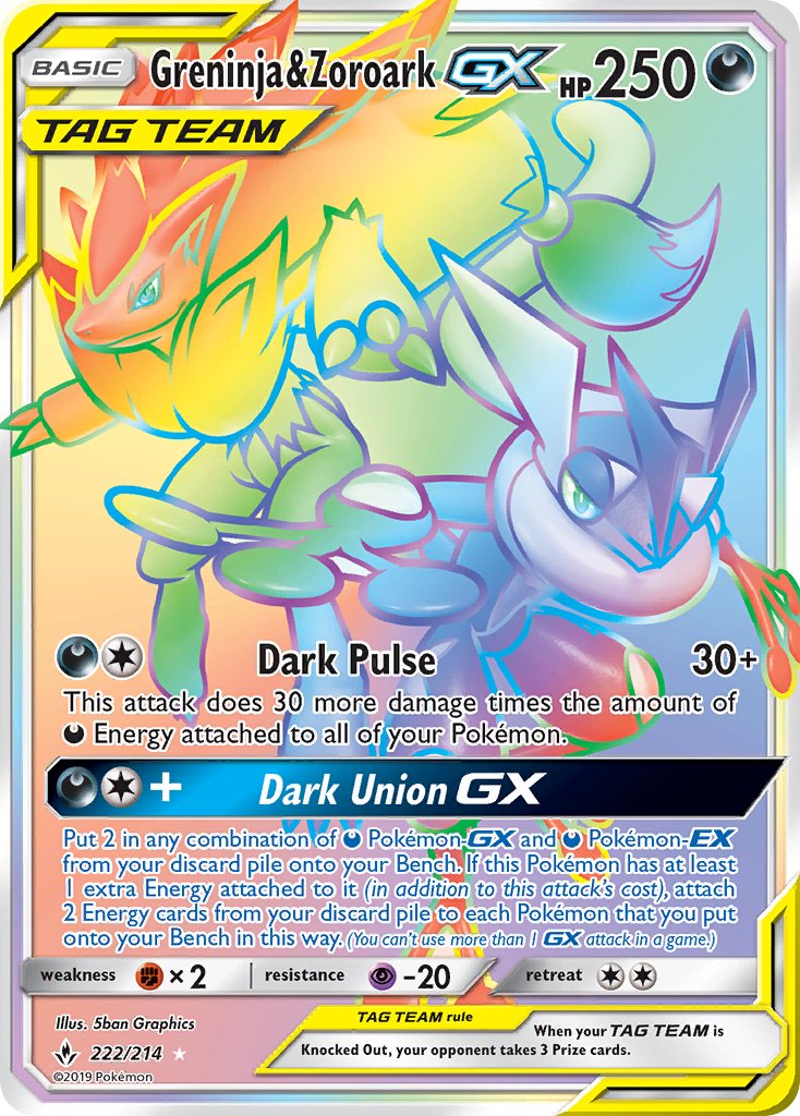 Greninja & Zoroark GX - Unbroken Bonds (Secret Rare) [UNB-222] English / Near Mint / Normal