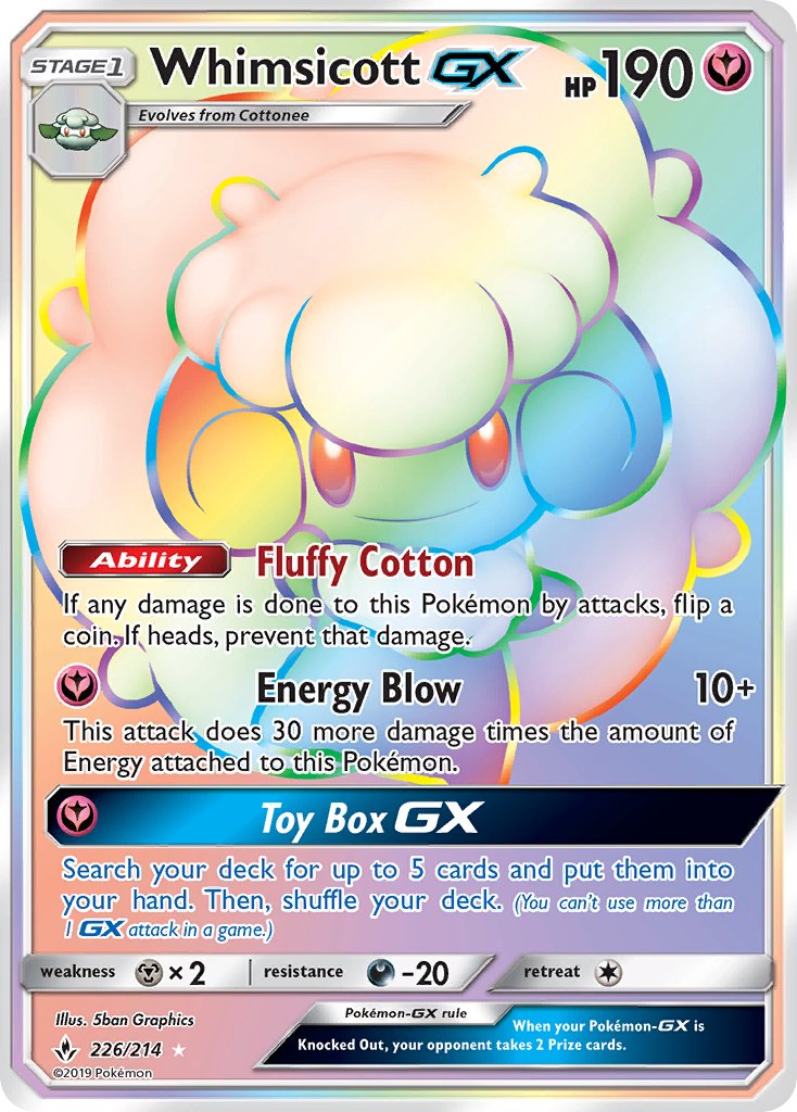 Whimsicott GX - Unbroken Bonds (Secret Rare) [UNB-226] English / Near Mint / Normal