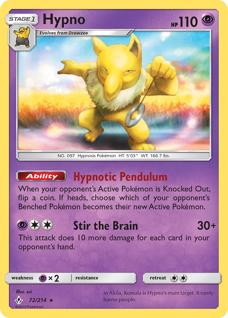 Hypno - Unbroken Bonds (Rare) [UNB-72] English / Near Mint / Normal