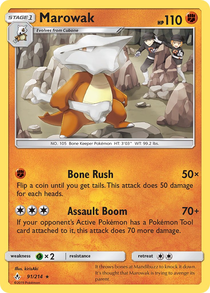 Marowak - Unbroken Bonds (Rare) [UNB-91] English / Near Mint / Normal