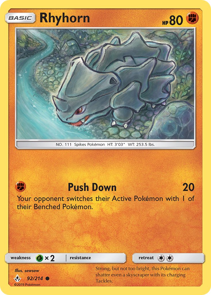 Rhyhorn - Unbroken Bonds (Common) [UNB-92] English / Near Mint / Normal