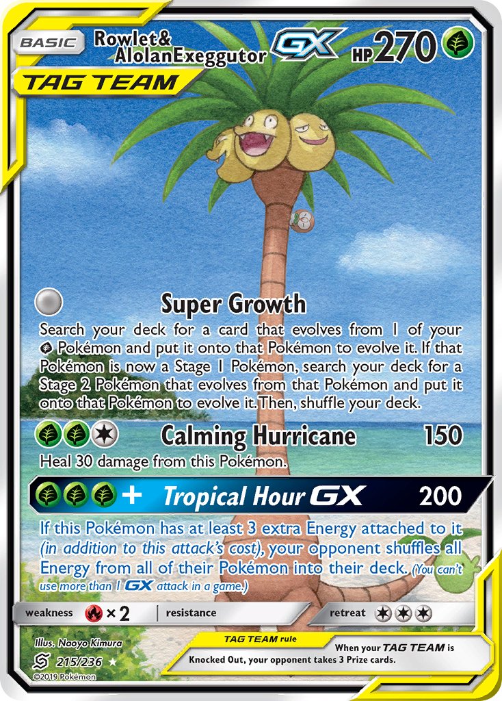 Rowlet & Alolan Exeggutor GX - Unified Minds (Ultra Rare) [UNM-215] English / Near Mint / Normal