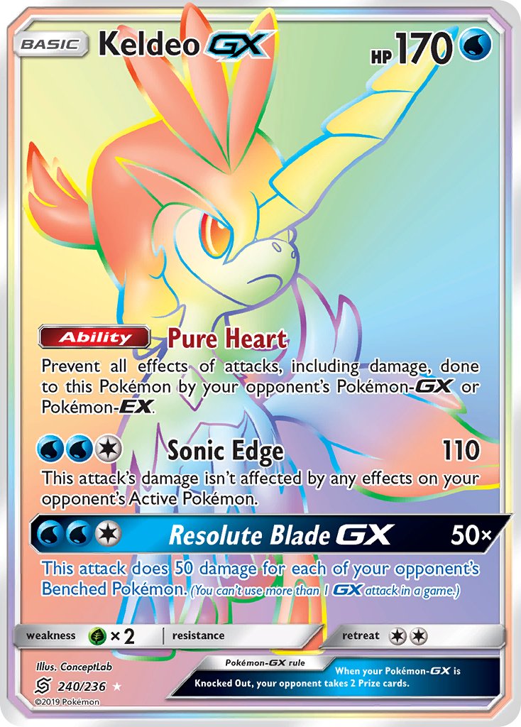 Keldeo GX - Unified Minds (Secret Rare) [UNM-240] English / Near Mint / Normal