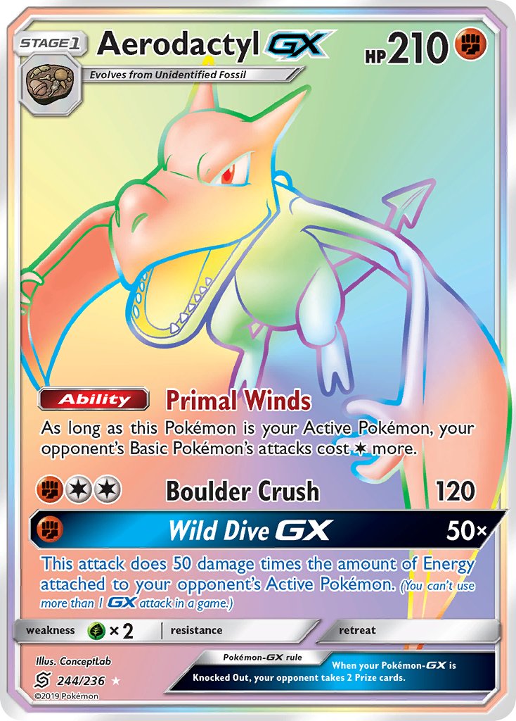 Aerodactyl GX - Unified Minds (Secret Rare) [UNM-244] English / Near Mint / Normal