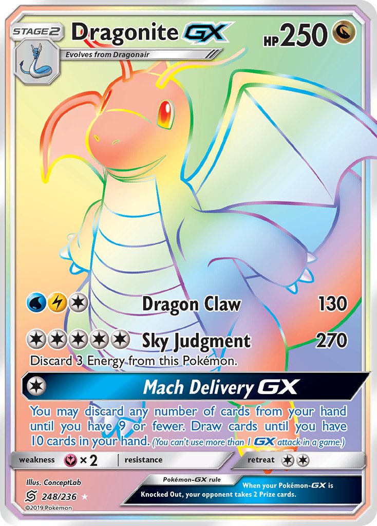 Dragonite GX - Unified Minds (Secret Rare) [UNM-248] English / Near Mint / Normal