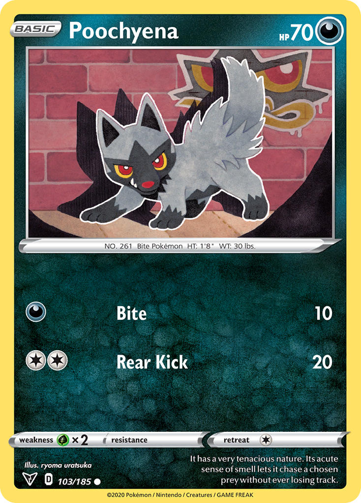 Poochyena⁣ - Vivid Voltage⁣ (Common)⁣ [103] English / Near Mint / Reverse-Holo Normal
