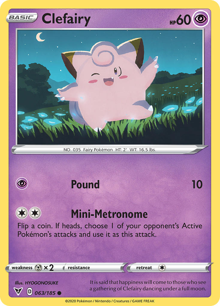Clefairy⁣ - Vivid Voltage⁣ (Common)⁣ [63] English / Near Mint / Reverse-Holo Normal