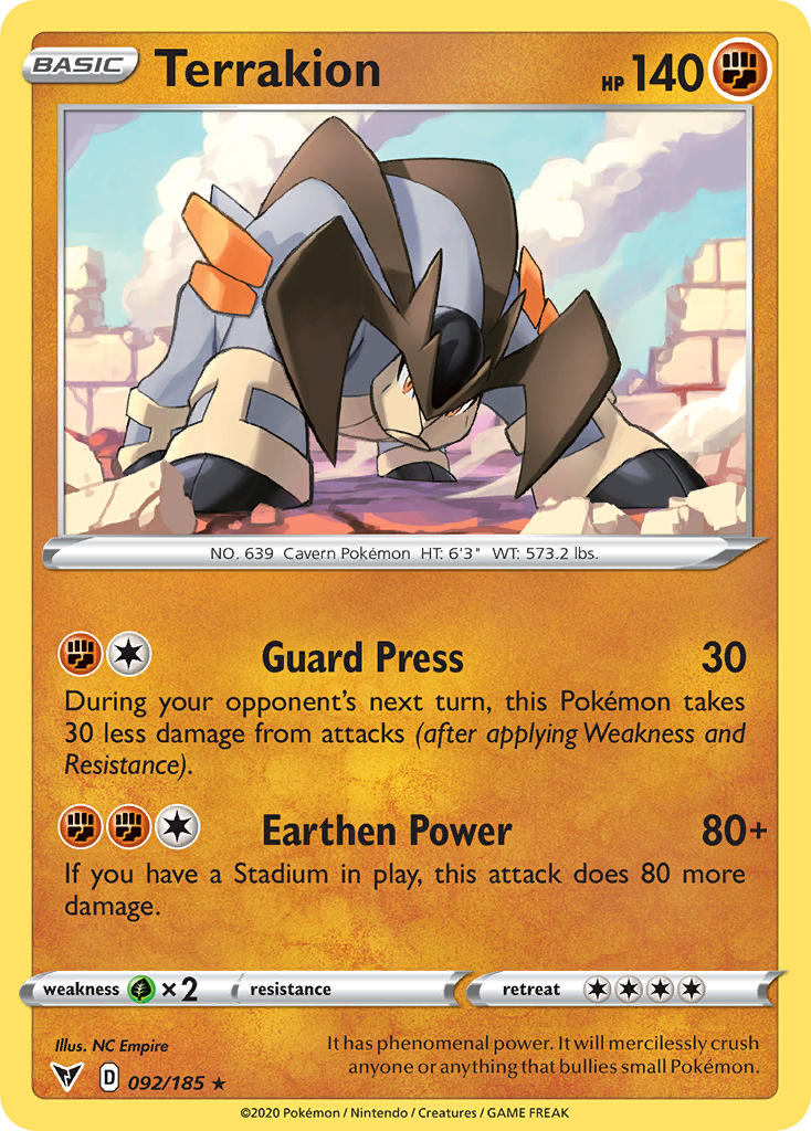 Terrakion⁣ - Vivid Voltage⁣ (Rare)⁣ [92] English / Near Mint / Reverse-Holo Normal