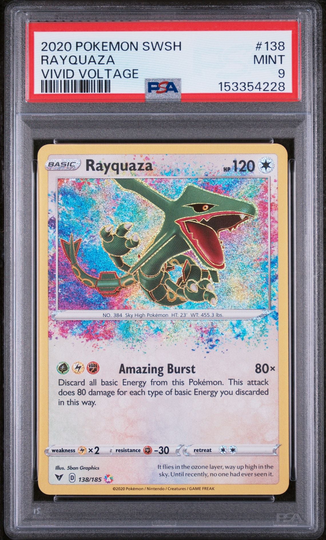 Rayquaza #138 Vivid Voltage PSA 9 - forside