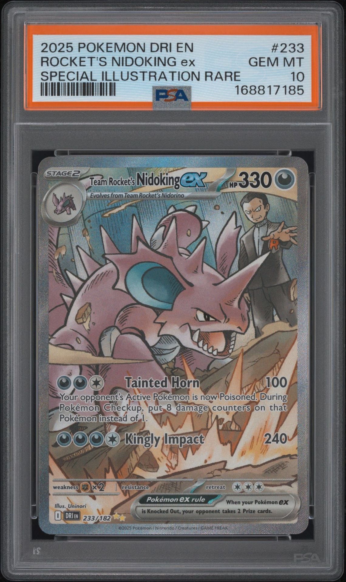 Rocket's Nidoking ex #233 Destined Rivals PSA 10 - forside