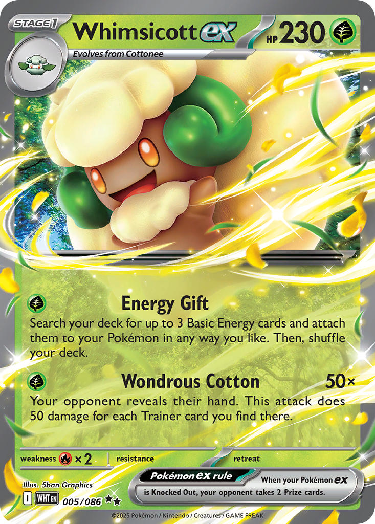 Whimsicott ex⁣ - White Flare⁣ (Double Rare)⁣ [005] English / Near Mint / Normal