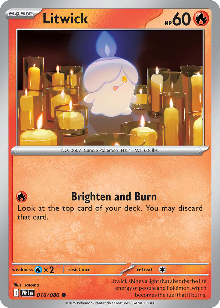 Litwick⁣ - White Flare⁣ (Common)⁣ [016] English / Near Mint / Reverse-Holo Normal