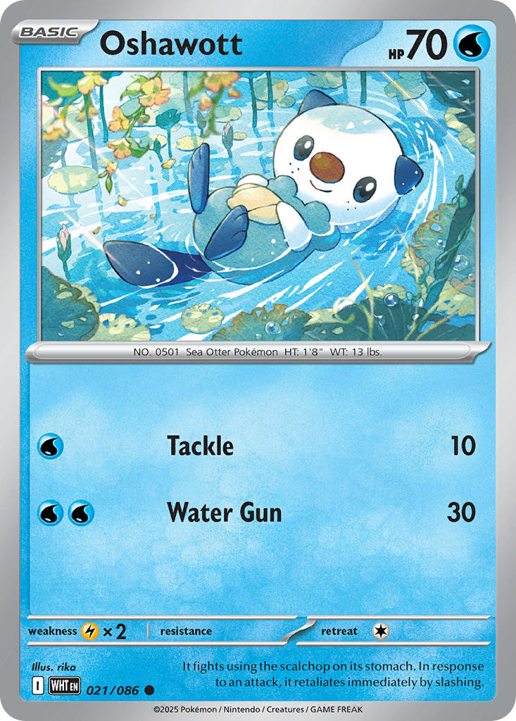 Oshawott - White Flare (Common) [021] Kortspil