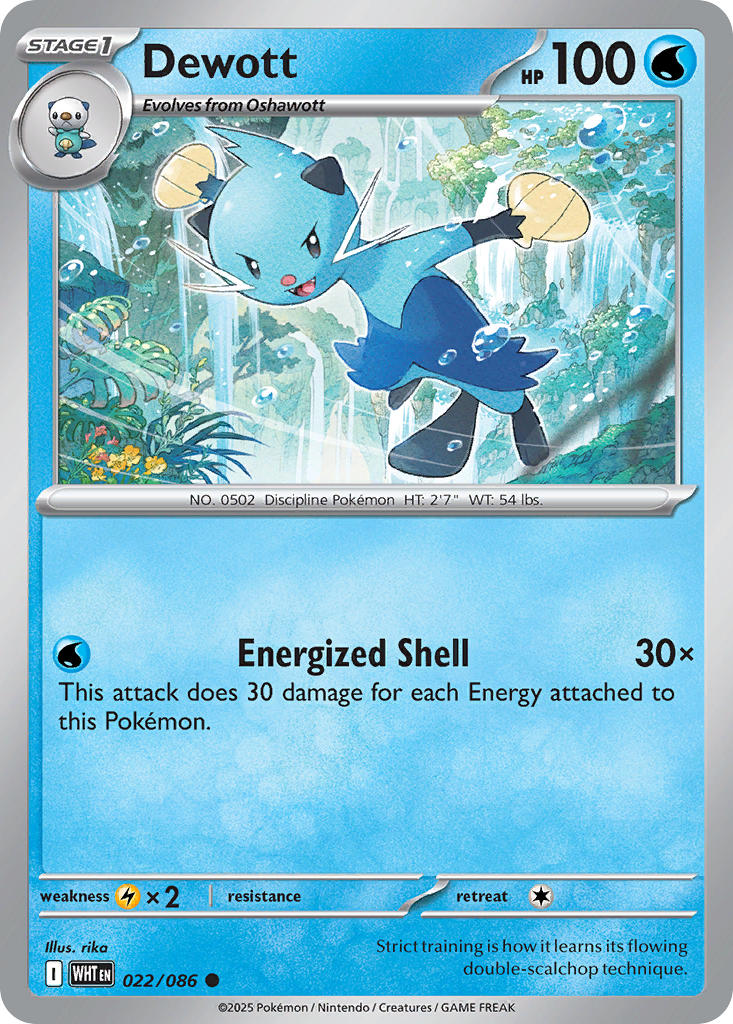 Dewott⁣ - White Flare⁣ (Common)⁣ [022] English / Near Mint / Reverse-Holo Normal